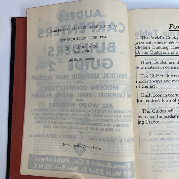 Audels Carpenters and Builders Guide Book 2 Hardcover Embossed Leather 1951 copy - Picture 9 of 10